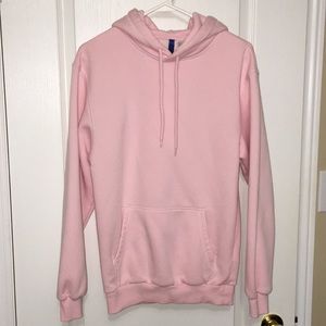 Light pink hoodie.
